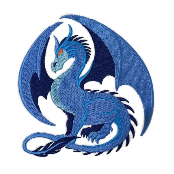 Custom Legendary Mythical Unique Dragon [Sapphire Dragon] Embroidery Iron On/Sew Patch (5.83" x 6")