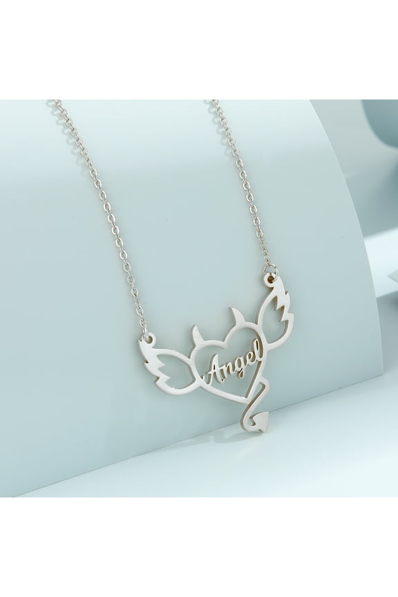 Custom Letters Nameplate Chain Heart Wings Pendant Stainless Steel Personalized Name Necklaces for Women Men Gift Jewelry