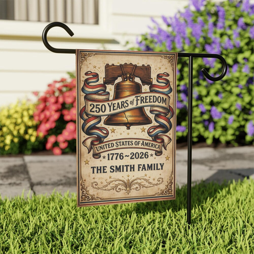Custom Liberty Bell USA 250 Years Family Name Flag 12x18 POLE NOT INCLUDED Garden Flag