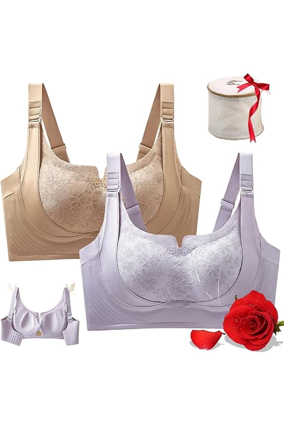 Custom-Lift Bust Shaping Bra, Full Coverage Wireless Comfy Push up Bras, Powerful Lifting & Shaping Bra for Women Daily(2pcs-a,Medium)