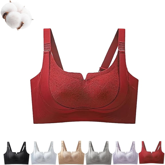 Custom-Lift Bust Shaping Bra, Powerful Lifting & Shaping Bra, Bras for Women, Full Coverage Seamless Push up Bra (Red, L)