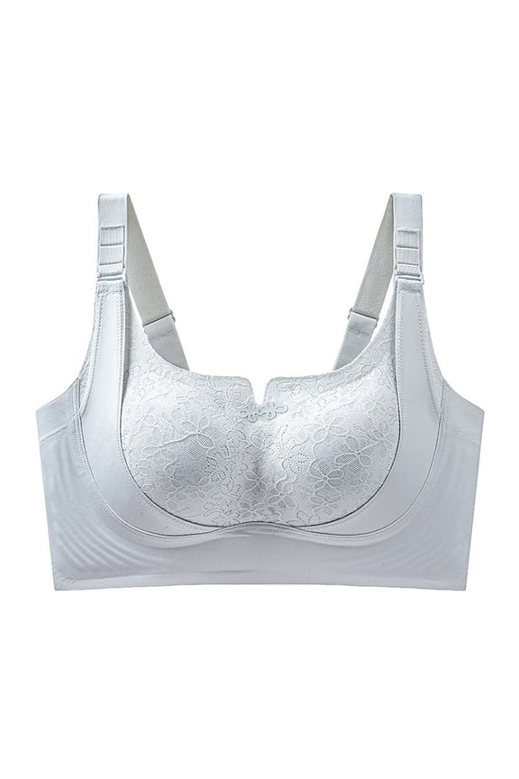 Custom-Lift Bust Shaping Bra, Wireless Comfy Push up Bras, Super Gather Wireless Push-Up Bras Silver 40