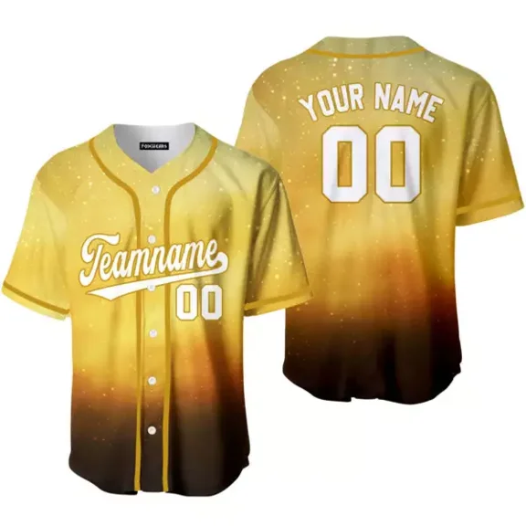 Custom Light Gold Galaxy Pattern White Gold Custom Baseball Jerseys For Men & Women - Hot