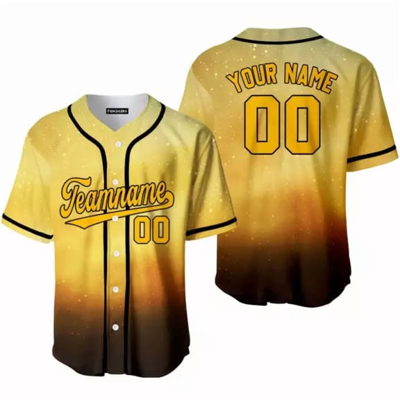 Custom Light Gold Galaxy Pattern Yellow Black Custom Baseball Jerseys For Men & Women - Ho