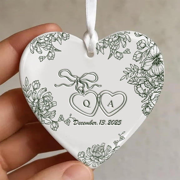 Custom Locked Ring Ornament - Personalized Wedding/Engagement Couple Keepsake, Sentimental Bride Gift