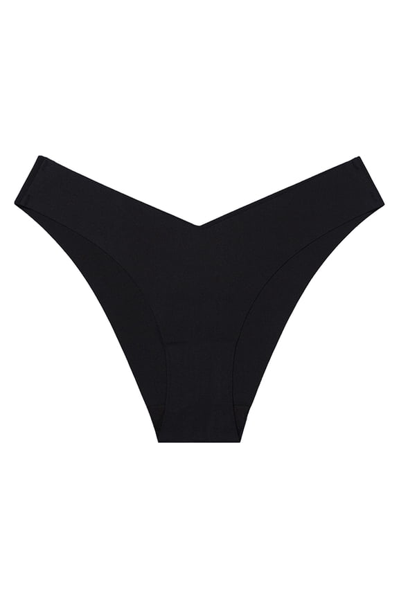 Custom Logo High Waist Invisible Cotton Bikini Thong Thongs for Women Black Xl