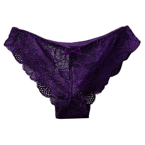 Custom Logo Low Rise Striped Invisible Cotton Thong Thongs for Women Purple L