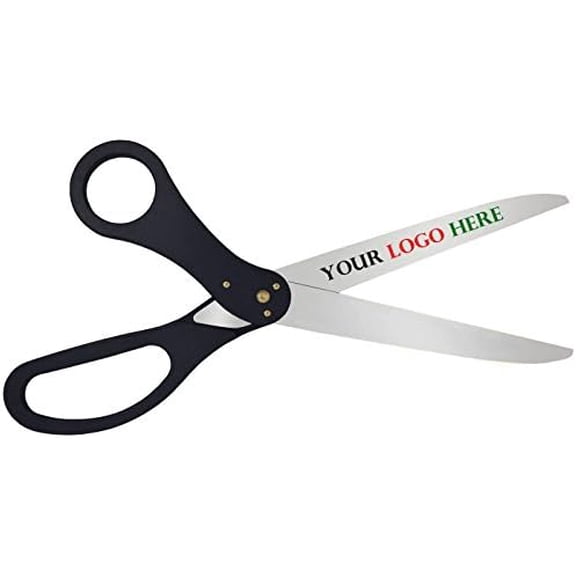 Custom Logo Ribbon Cutting Scissors - 30 Inch Long, Black Handles, Silver Blades$$Art & Craft