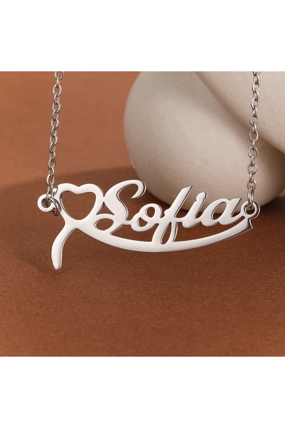 Custom Love Heart Name Necklace Personalized Letter Pendant Stainless Steel Jewelry Fashion Trend Birthday Gift For Her