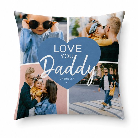 Custom Love You Daddy Photo Pillow Cover, Gift Idea For Dads, Home Accent 18x18 Inch
