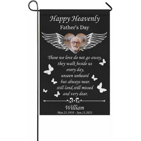 Custom in Loving Memory Flags, Personalized Garden Flag with Picture Happy Father's Day Wing Butterfly Welcome Yard Flag House Flag Sympathy Banner for Outdoor Outside 12x18 Double Sided