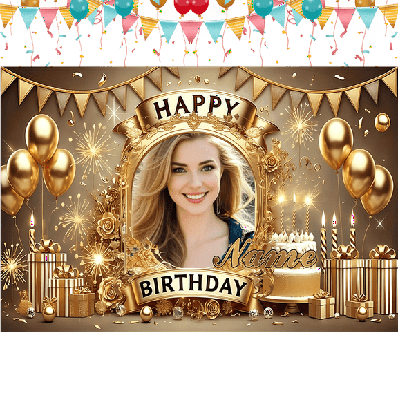 Custom Luxury Golden Party Decorations Banner Luxury Golden Sign Backdrop Photo Booth Props Background Party Favors