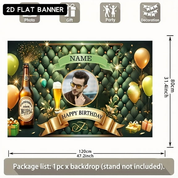 Custom Luxury Green Party Decorations Banner Carnival Sign Backdrop Photo Booth Props Background Party Favors