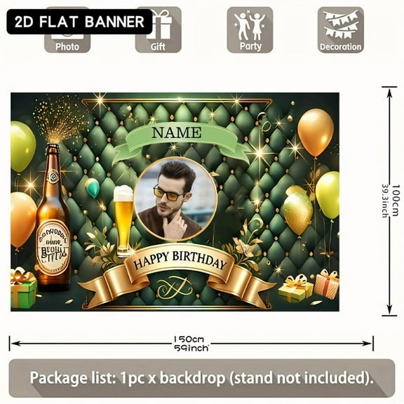 Custom Luxury Green Party Decorations Banner Carnival Sign Backdrop Photo Booth Props Background Party Favors