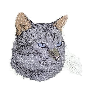 Custom Lynx point Siamese Cat Face Embroidered Iron On/Sew patch [4" x 3.6"]