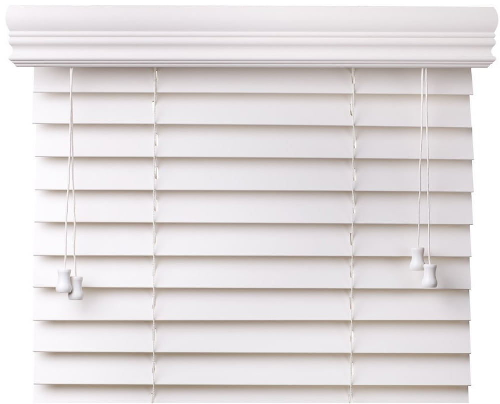Custom Made 2" Premium Faux Wood Blinds Outside Mount (28"W x 60"L) Snow White Smooth