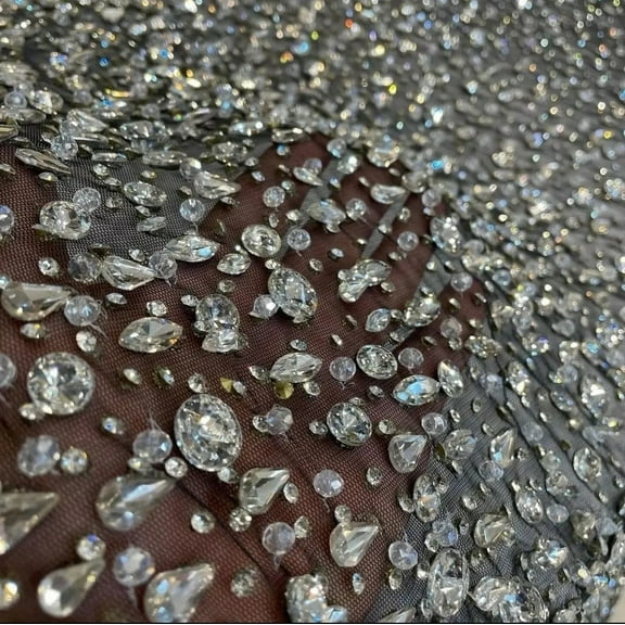 Exquisite Beaded Fabric Material for Elegant Bridal Gowns & Special Occasions