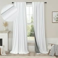 thumbnail image 1 of Custom Made Curtains 104 Inches Long 2 Panels Set 100 Percent Blackout Curtain Linen Textured Traverse Light Blocking Drapes for 103 Inch Window Living Room Darkening Nursery 104 Length Back Tab White, 1 of 18
