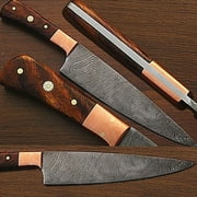 Custom Made Damascus Steel Chef Knife w/ Coco Bola Wood Handle