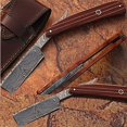 thumbnail image 1 of Custom Made Damascus Steel Straight Razor w/ Pakka Wood Handle, 1 of 1