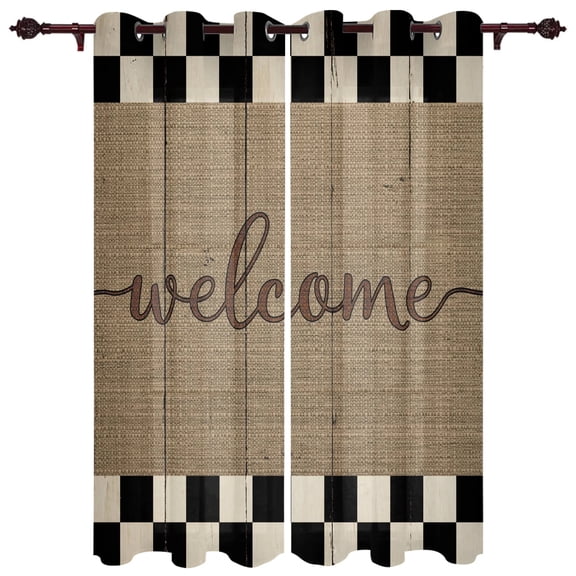 Custom Made Retro Lattice Wood Grain Window Curtains Home Decor Living Room Curtains Bedroom Curtains Kitchen Door Drapes