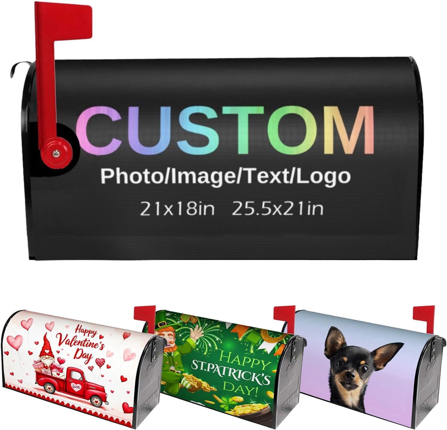 Custom Mailbox Covers Magnetic Add Photo Logo Family Name House Address Text Customized Mailbox Post Cover Double-Sided Printing Waterproof for Festival Holiday Outdoor Decor Garden Yard