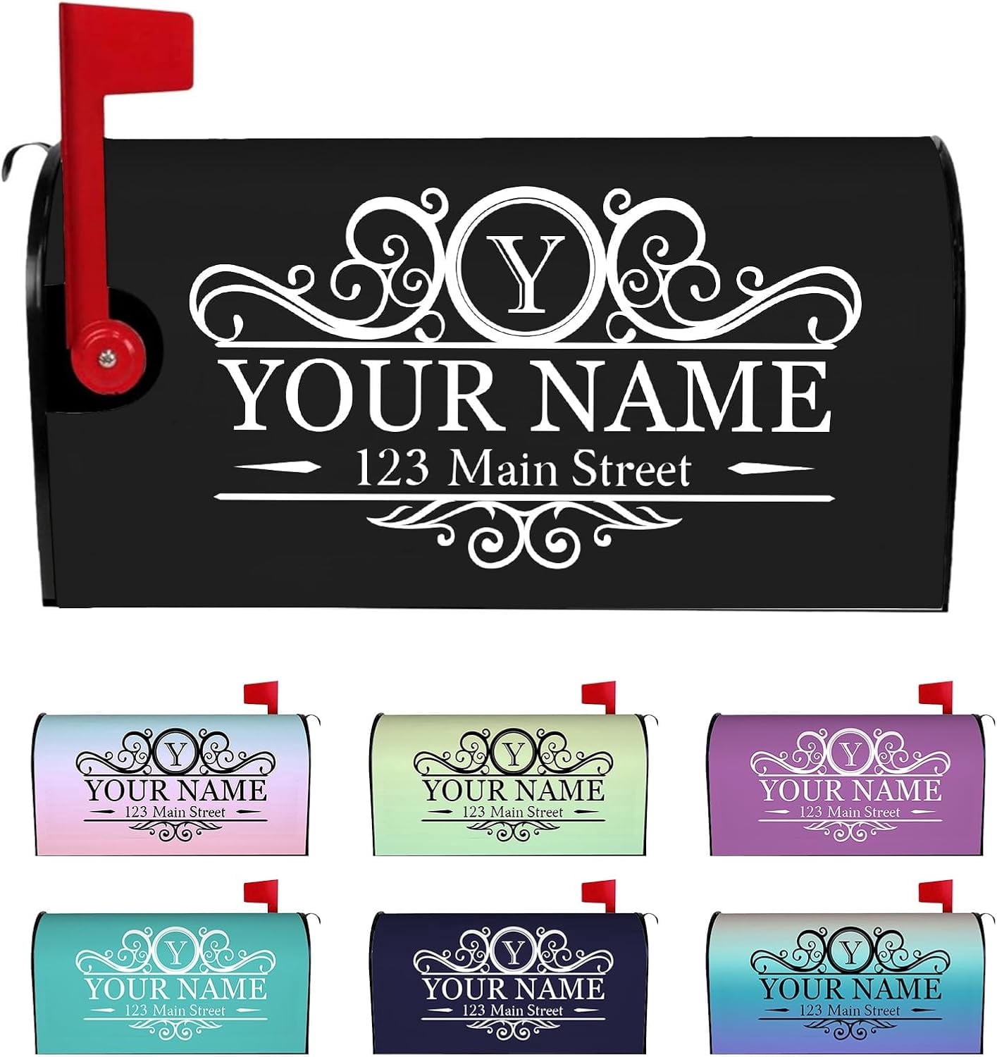 Custom Mailbox Covers Magnetic Add Photo Logo Family Name House Address Text Customized Mailbox Post Cover Double-Sided Printing Waterproof for Festival Holiday Outdoor Decor Garden Yard