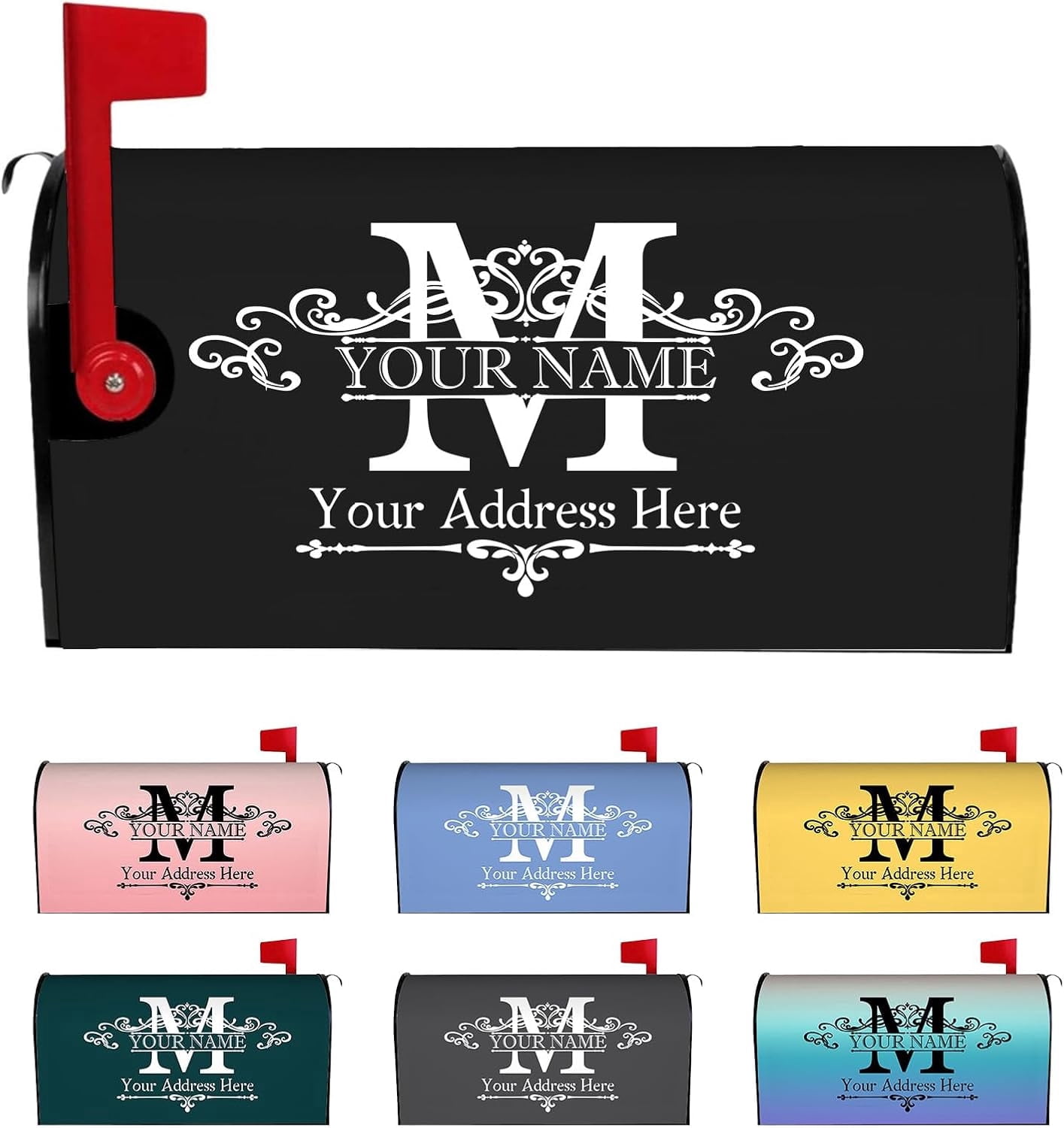 Custom Mailbox Covers Magnetic Add Photo Logo Family Name House Address Text Customized Mailbox Post Cover Double-Sided Printing Waterproof for Festival Holiday Outdoor Decor Garden Yard
