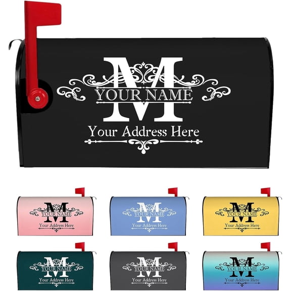 Custom Mailbox Covers Magnetic Add Photo Logo Family Name House Address Text Customized Mailbox Post Cover Double-Sided Printing Waterproof for Festival Holiday Outdoor Decor Garden Yard