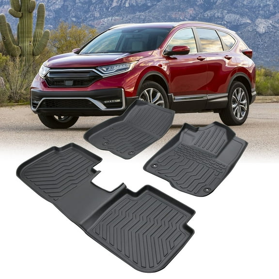 Custom Making Car Floor Mats For 2023 2024 Honda CRV Hybrid Black All-Weather TPE Rubber AutoΒ CarΒ Mats