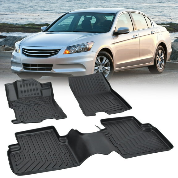 Custom Making TPE Rubber Car Floor Mats Compatible with 2008-2012 Honda AccordAll-Weather Interior Black Carpet Mat
