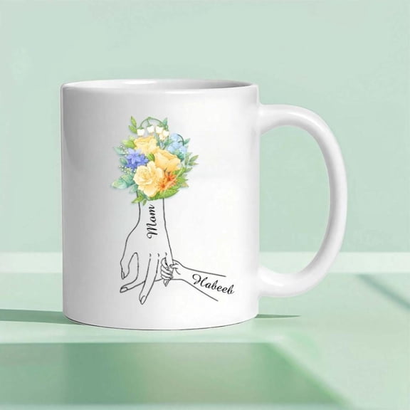 Custom Mama And Youngsters Hand Coffee Mug Personalized Mom Cups Customized Ceramic Mug Mom Mugs Presents Mother Custom Mom Mugs with Names Gifts Dad