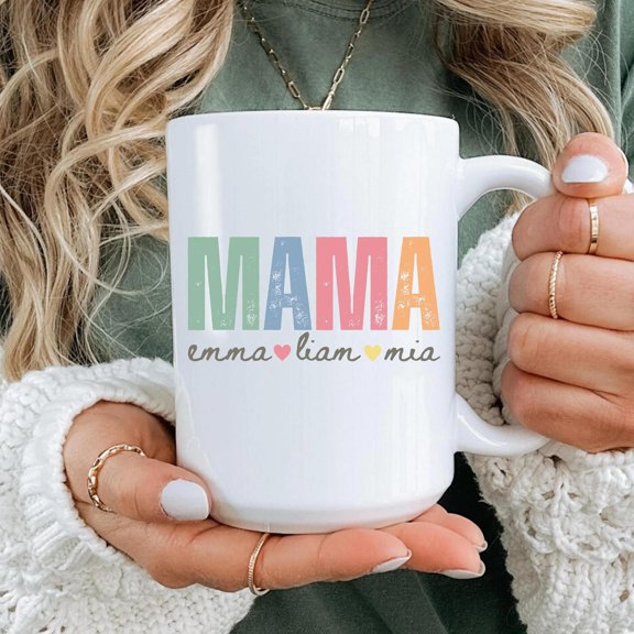 Custom Mama Mug With Kids Names, Personalized Mom Mug With Names, Bekilab, 11oz-15oz Mug