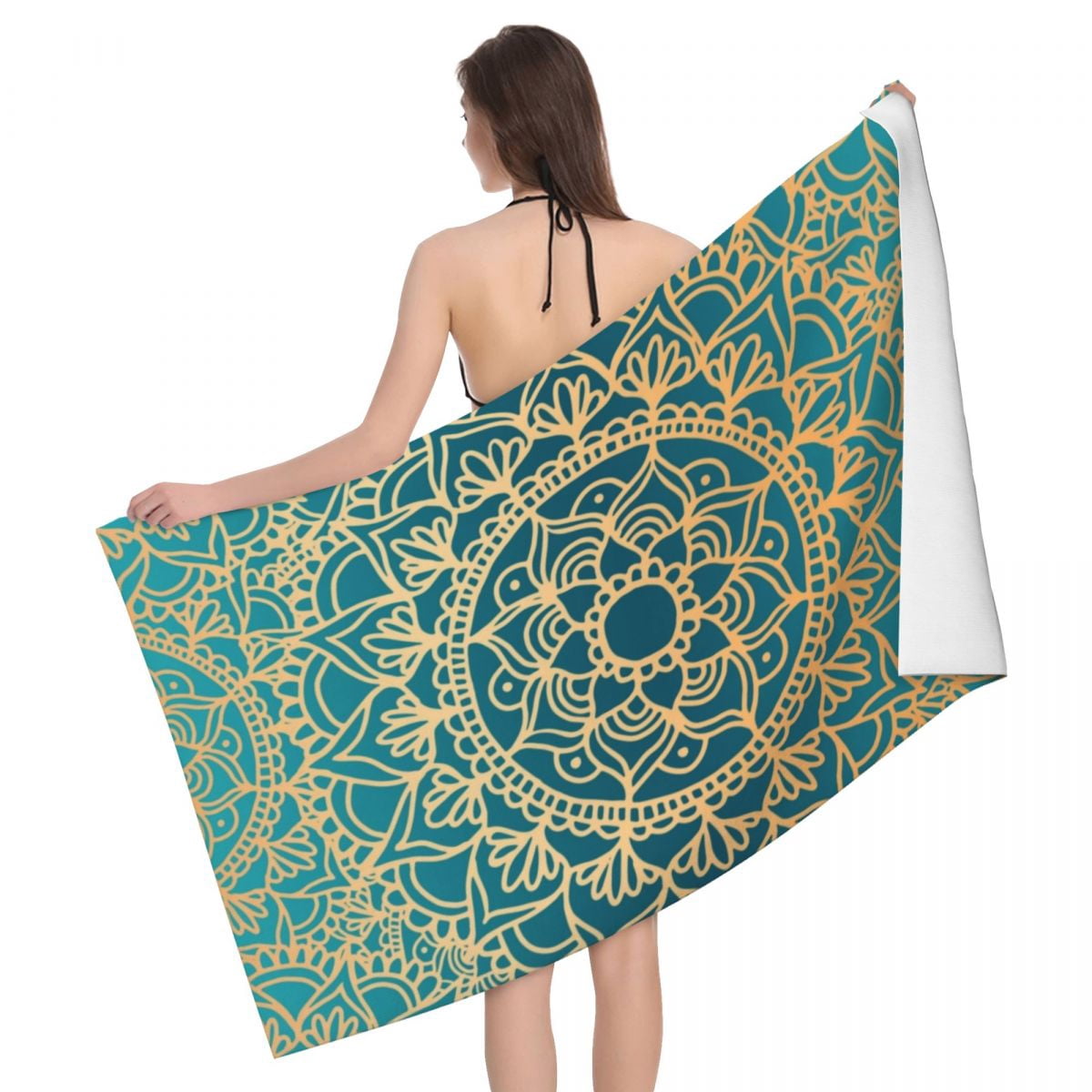 Custom Mandala Boho Pattern Absorbent Microfiber Beach Bath Towel Quick ...