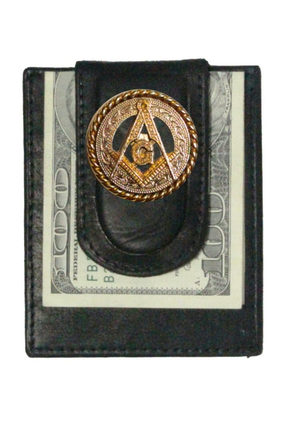 Custom Masonic Square and Compasses Paul and Taylor Money Clip Wallet Black