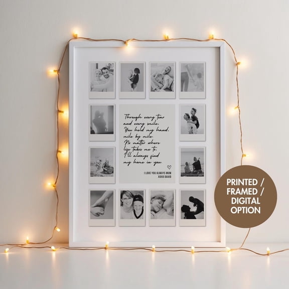 Custom Meaningful Mom Gift First Mothers Day Gift, Polaroid Photo Frame, Birthday Gift For Her, Picture Collage, Framed Personalised, F043, Unframed Canvas Size 16x24