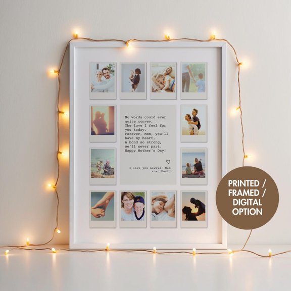 Custom Meaningful Mom Gift First Mothers Day Gift, Polaroid Photo Frame, Birthday Gift For Her, Picture Collage, Framed Personalised, Stretched Canvas Size 12x18