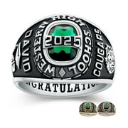 Mementos PJM Custom Class Rings for Men High School and College-Sterling Silver/Platinum-Royal