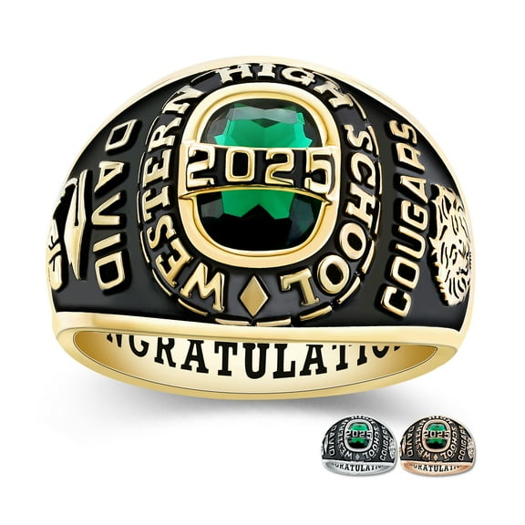 Mementos PJM Custom Class Rings for Men High School and College-Sterling Silver/Gold-Royal