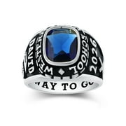 MEMENTOS JEWELRY Custom Mementos USA X-Large Sterling Silver Men's High School College Class Rings with Birthstone