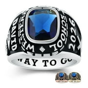 Mementos PJM Custom X-Large Men's Class Ring Sterling Silver for High School & College-Platinum