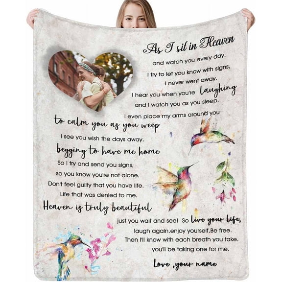Custom Memorial Blanket for Loss of Loved One - A Letter from Heanven Sympathy Blanket Loss of Dad Mom Husband Wife Friend in Loving Memory Blanket Personalized Blankets