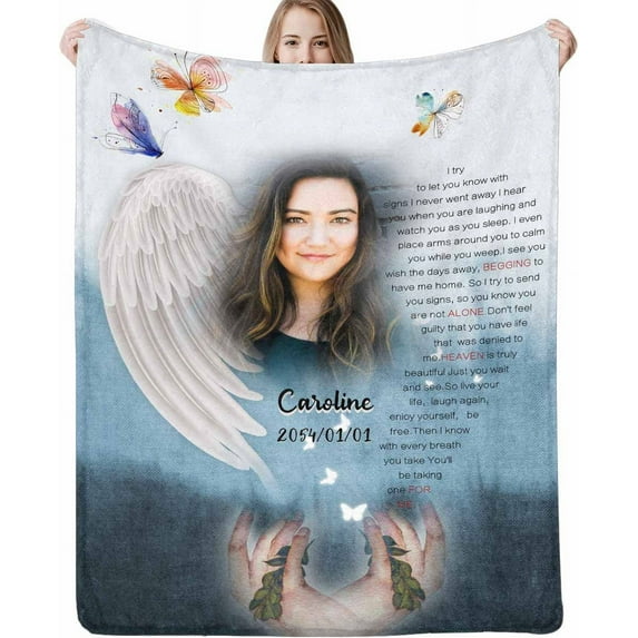 Custom Memorial Blanket for Loss of Loved One - A Letter from Heanven Sympathy Blanket Loss of Dad Mom Husband Wife Friend in Loving Memory Blanket Personalized Blankets