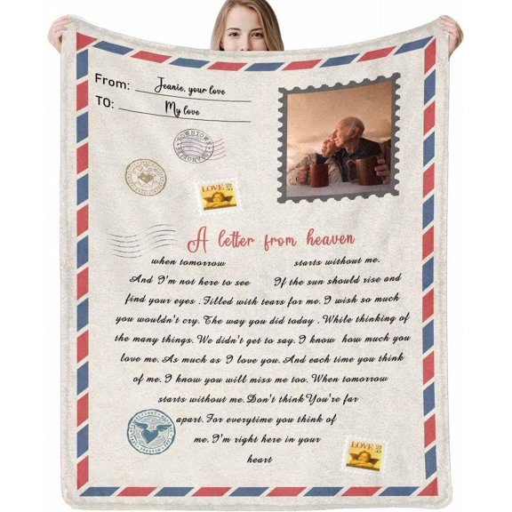 Custom Memorial Blanket for Loss of Loved One - A Letter from Heanven Sympathy Blanket Loss of Dad Mom Husband Wife Friend in Loving Memory Blanket Personalized Blankets