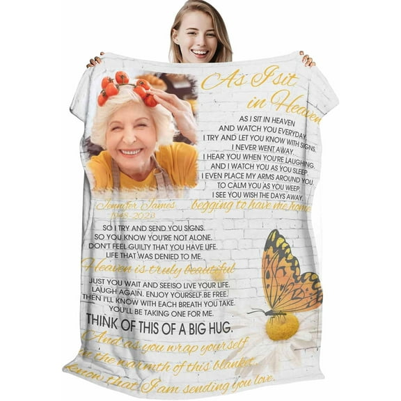 Custom Memorial Blanket for Loss of Loved One - A Letter from Heanven Sympathy Blanket Loss of Dad Mom Husband Wife Friend in Loving Memory Blanket Personalized A Blankets