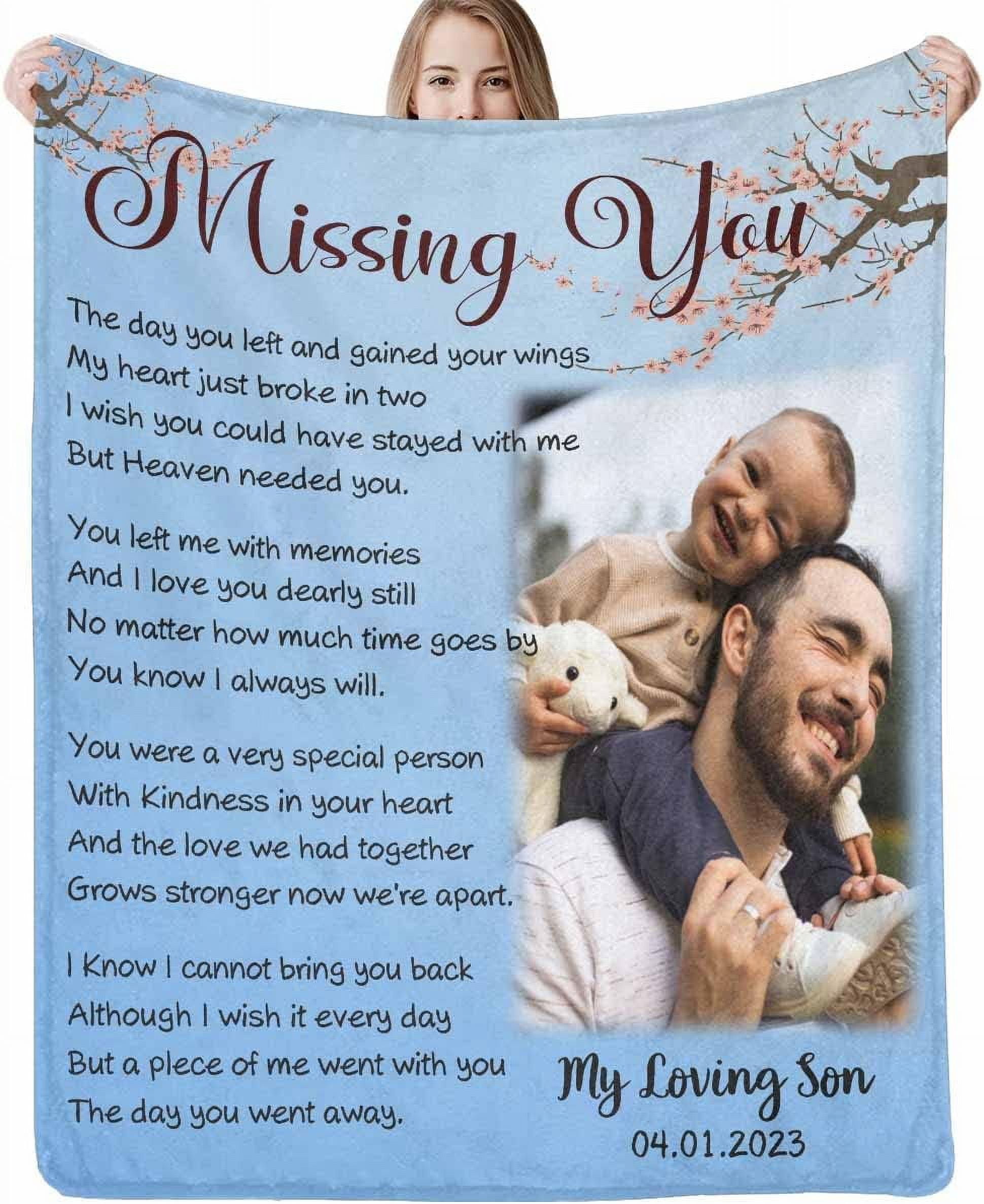 Custom Memorial Blanket with Pictures Words for Loss of Loved Dad Mom ...