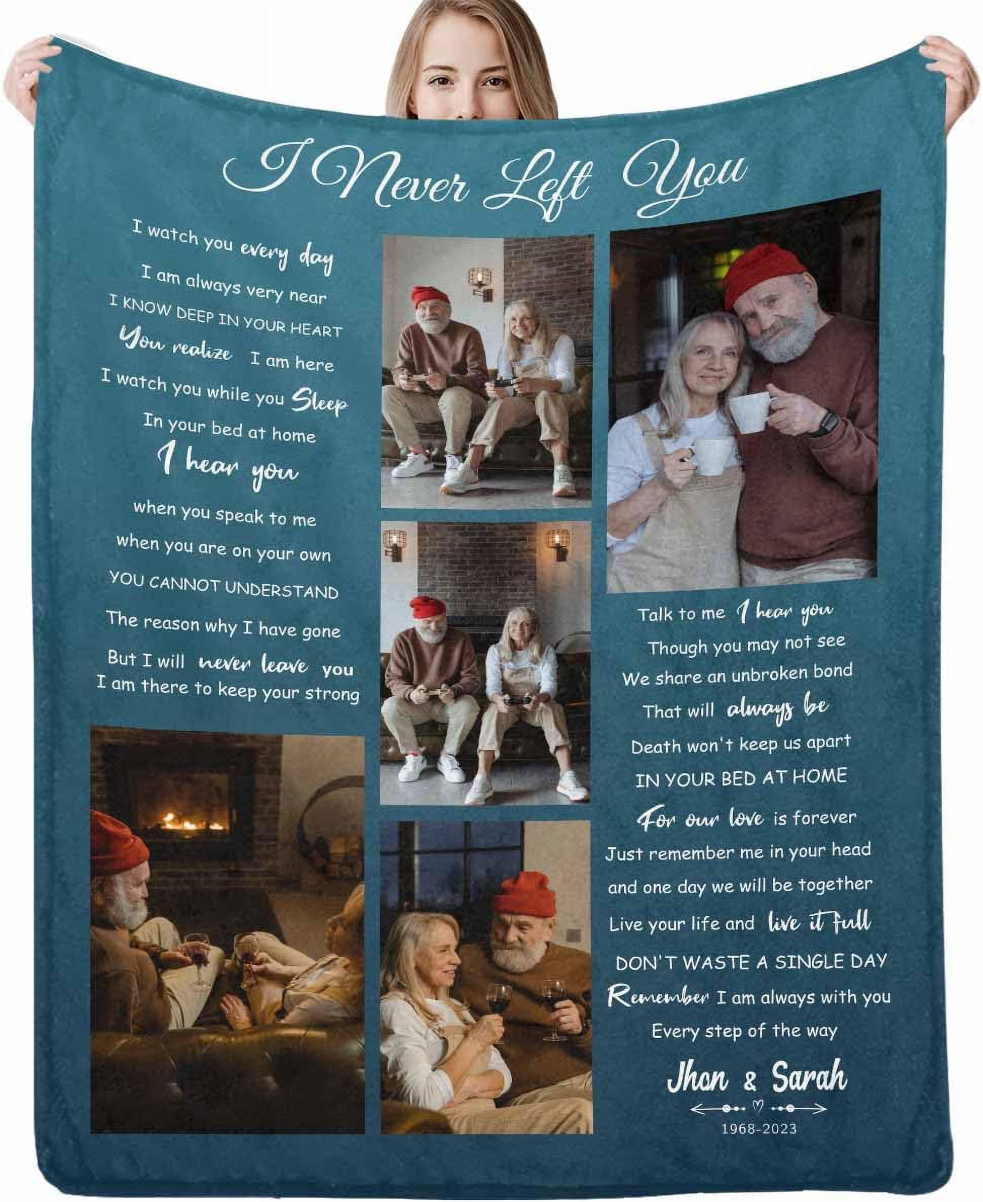 Custom Memorial Blanket with Pictures Words for Loss of Loved Dad Mom Son Daughter Pet Personalized Sympathy Flannel Throw Blanket Grief Remembrance Gift In Loving Memory Gifts Made in USA Walmart