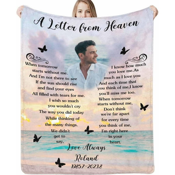 Custom Memorial Blanket with Photos for Loss of Mom Dad Son Daughter Customized Memory Gift of Departed Loved Ones Blankets