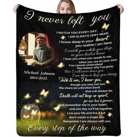 Custom Memorial Blanket with Photos for Loss of Mom Dad Son Daughter Customized Memory Gift of Departed Loved Ones Blankets