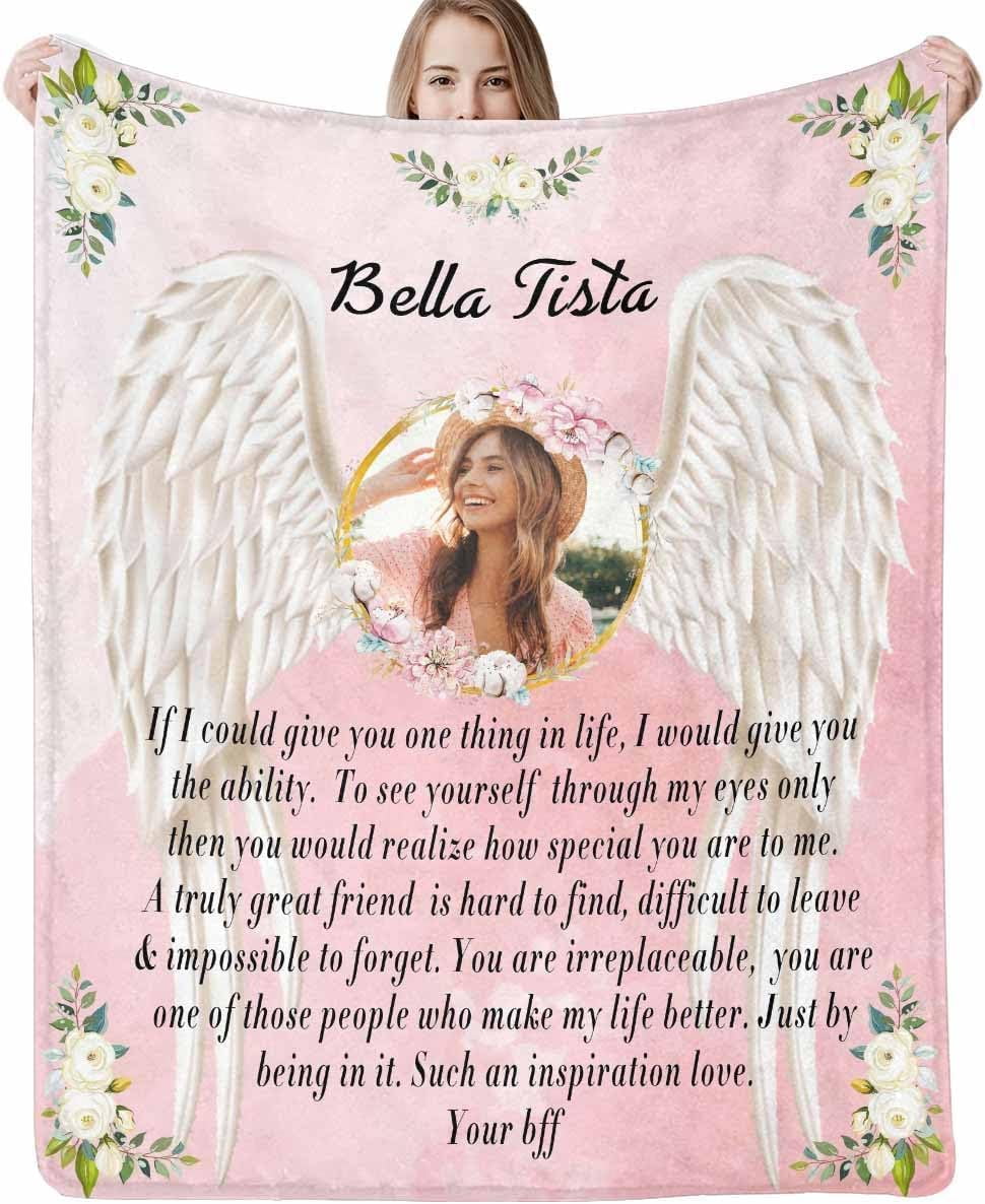 Custom Memorial Blanket with Photos for Loss of Mom Dad Son Daughter